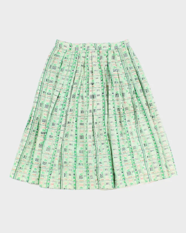 70's Pattern Pleated Skirt - S