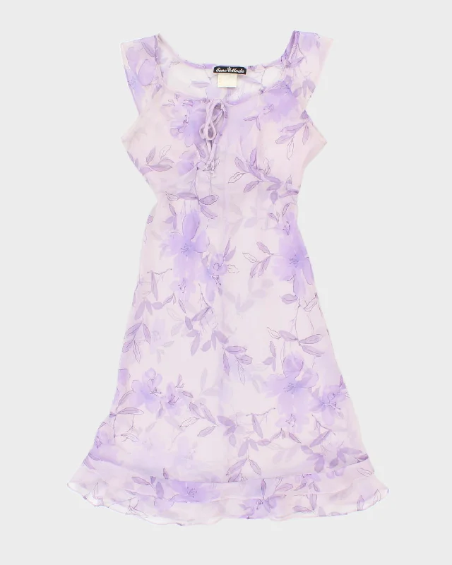 Vintage Euro Mode Purple Floral Slip Dress - M