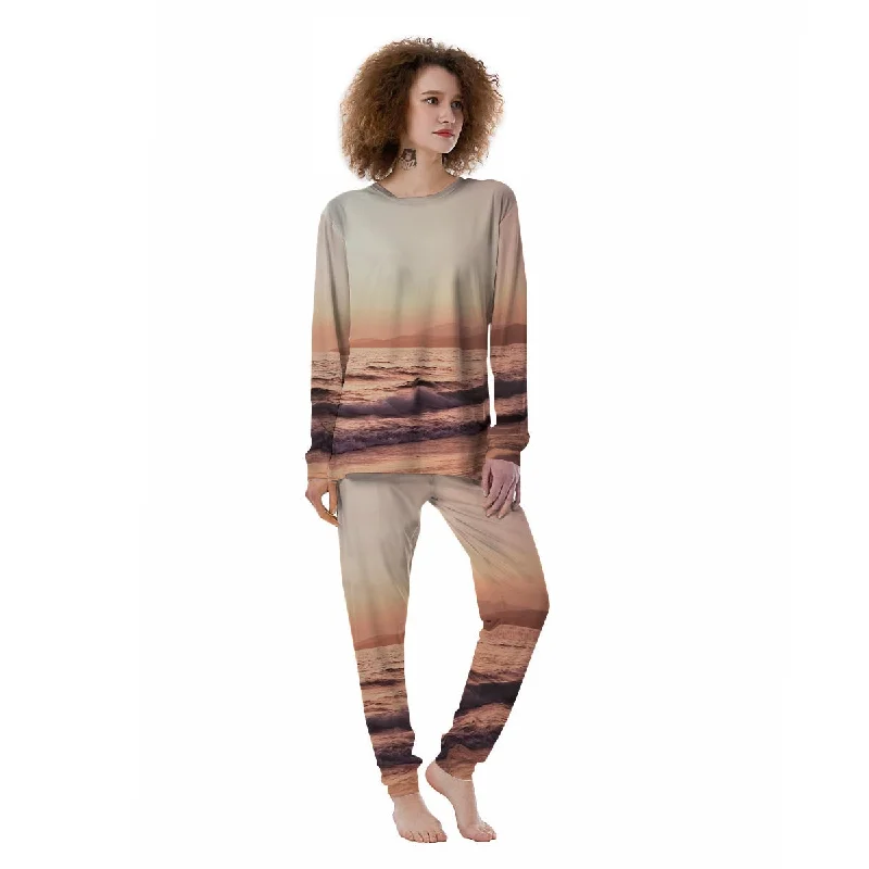 Wave Sunrise Print Women's Pajamas