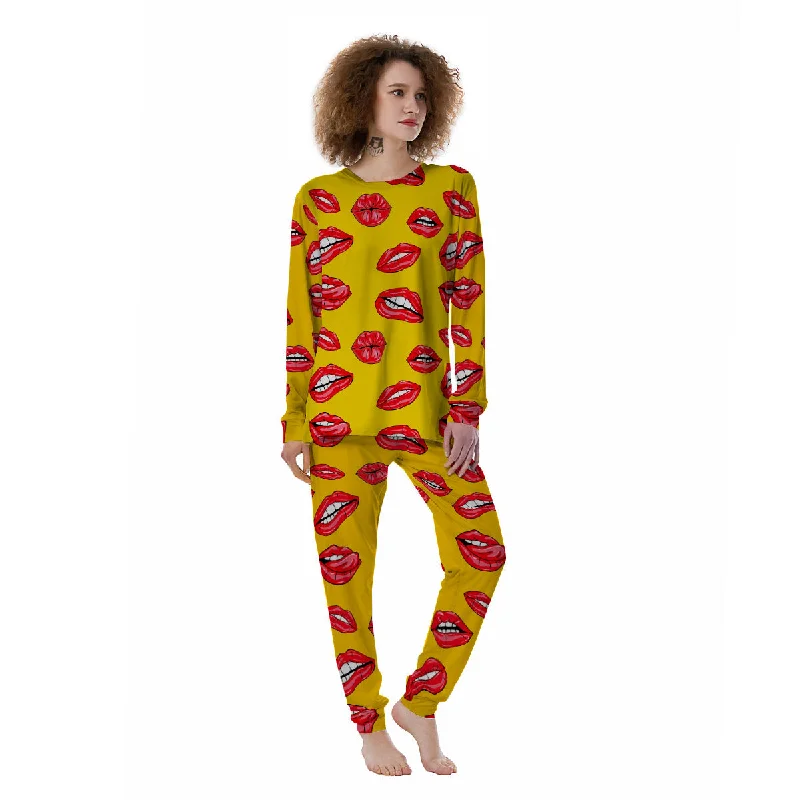 Wet Lips Print Pattern Women's Pajamas