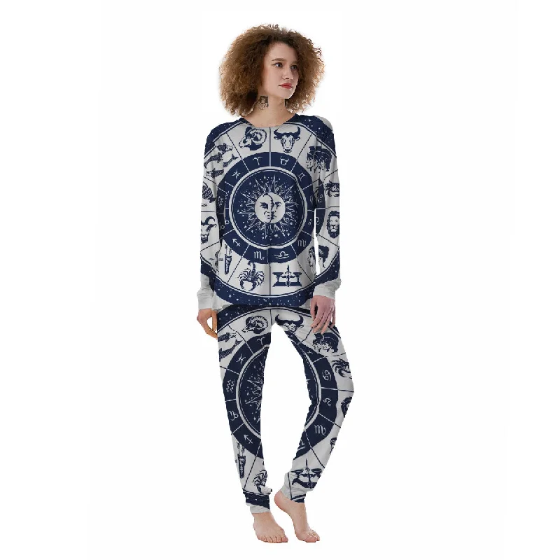 Wheel Zodiac Signs Print Women's Pajamas