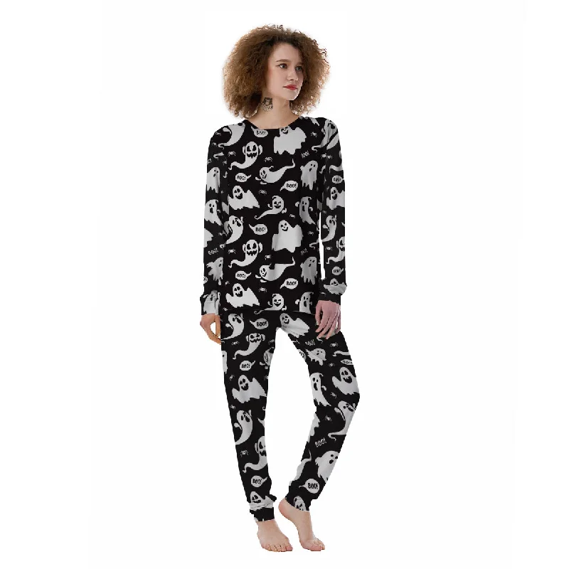 White Ghost Print Pattern Women's Pajamas