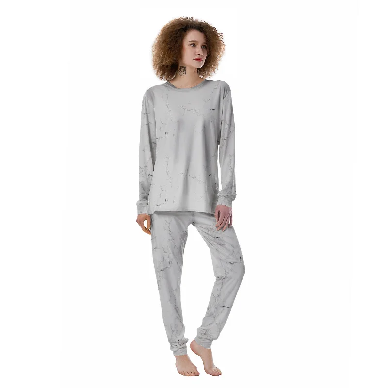 White Marble Pattern Women's Pajamas