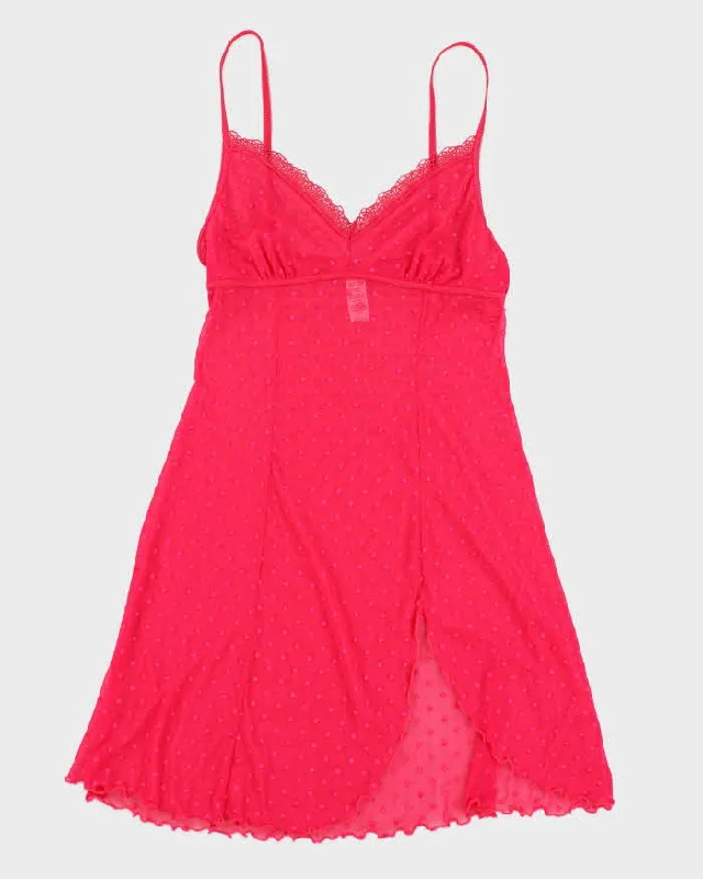 Y2k 00s Arianne Pink Mesh Slip - S