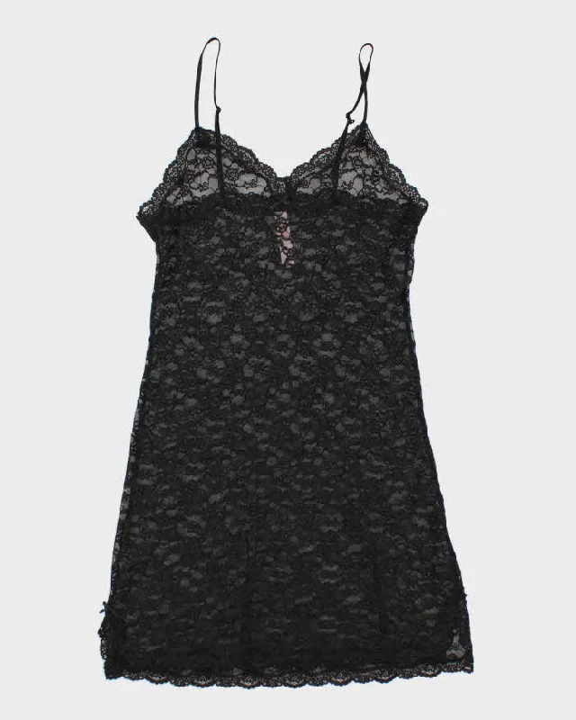 Y2k 00s Victoria's Secret Black Mesh Slip - M