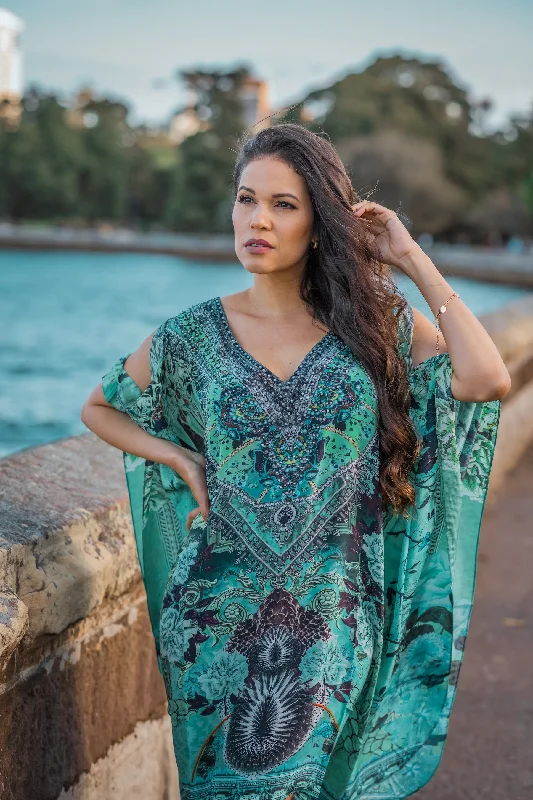 Aphrodite Cold Shoulder Short Kaftan - Envy