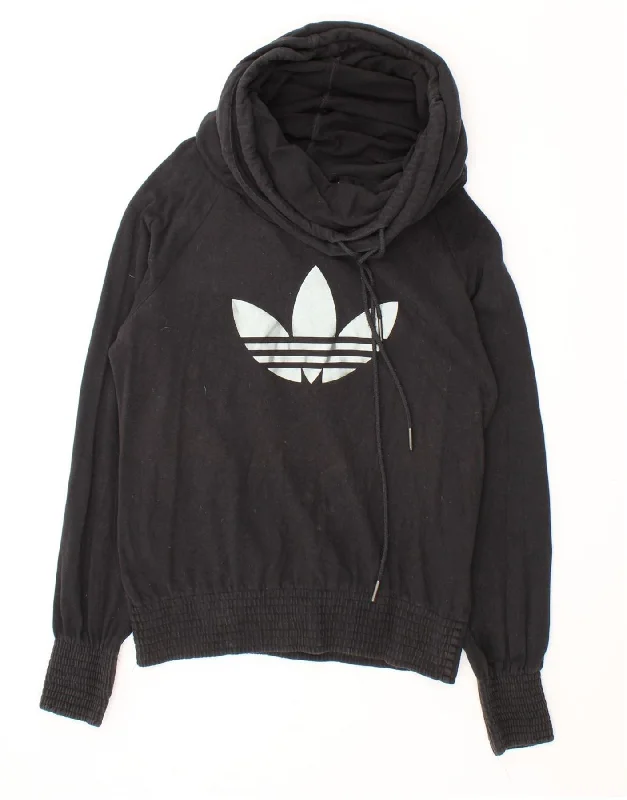 ADIDAS Womens Graphic Hoodie Jumper EU 40 Medium Black Cotton