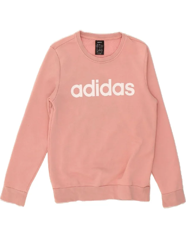 ADIDAS Womens Graphic Sweatshirt Jumper UK 8/10 Small Pink Cotton