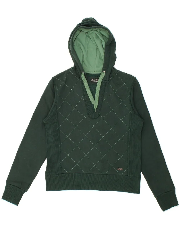 LOTTO Womens Hoodie Jumper UK 14 Large Green Geometric Cotton