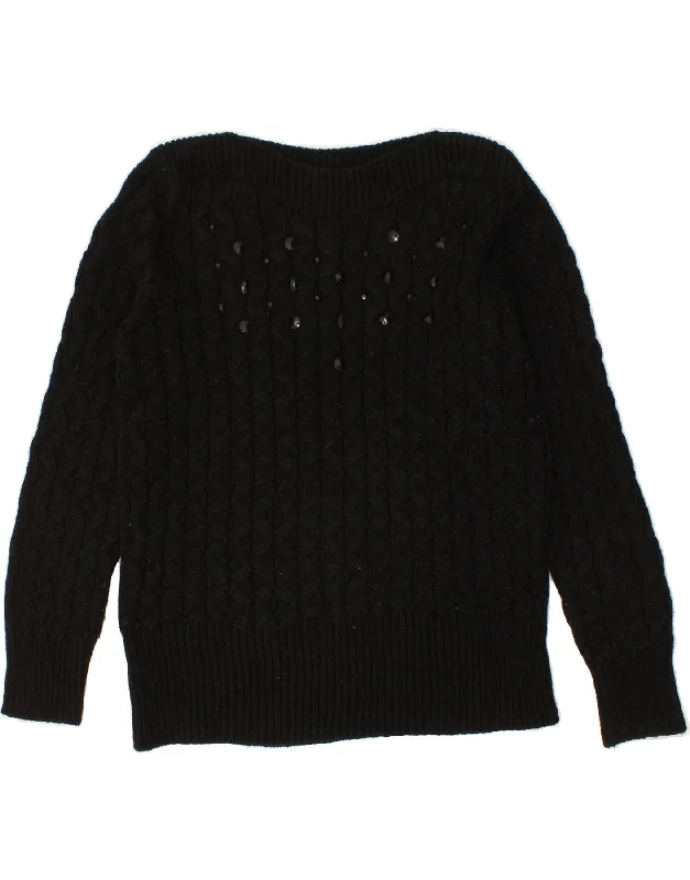 PER UNA Womens Boat Neck Jumper Sweater UK 14 Medium  Black Acrylic