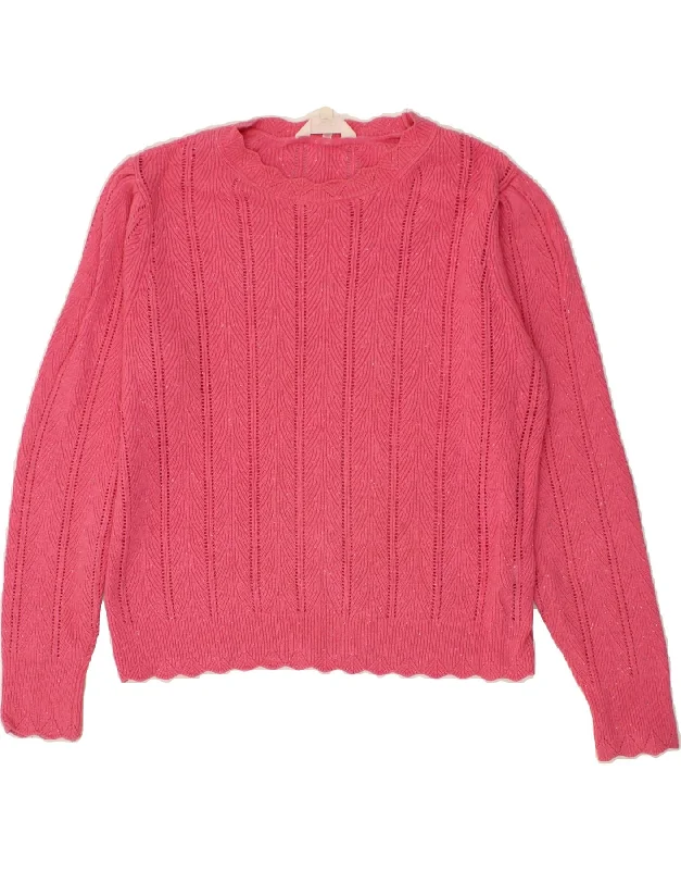 PER UNA Womens Oversized Boat Neck Jumper Sweater UK 12 Medium  Pink