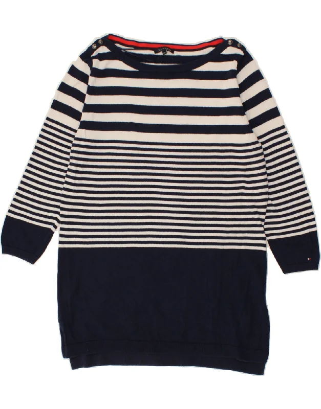 TOMMY HILFIGER Womens Boat Neck Jumper Sweater UK 20 2XL Navy Blue Striped