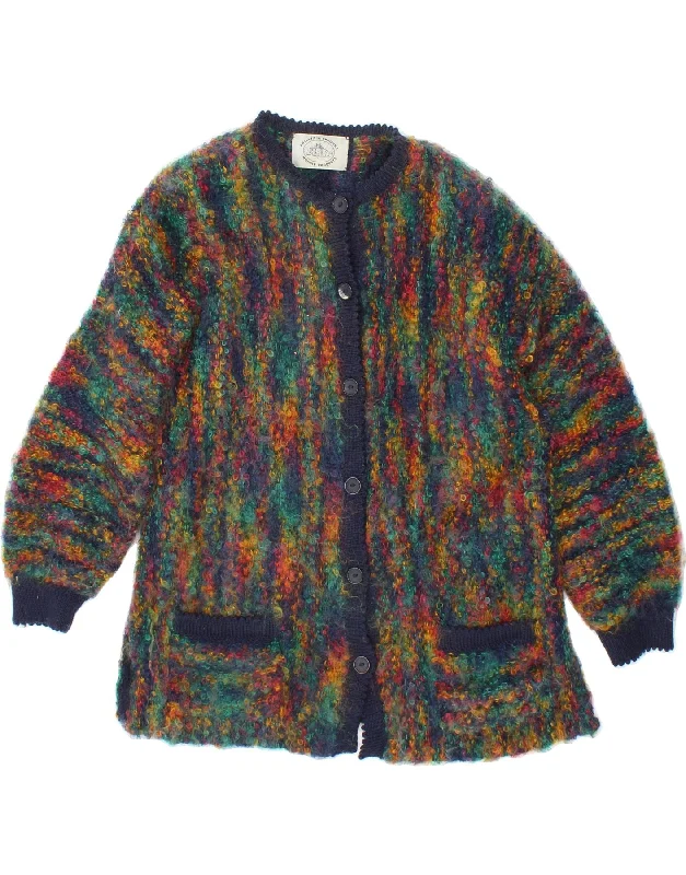 VINTAGE Womens Cardigan Sweater UK 16 Large Multicoloured Mohair