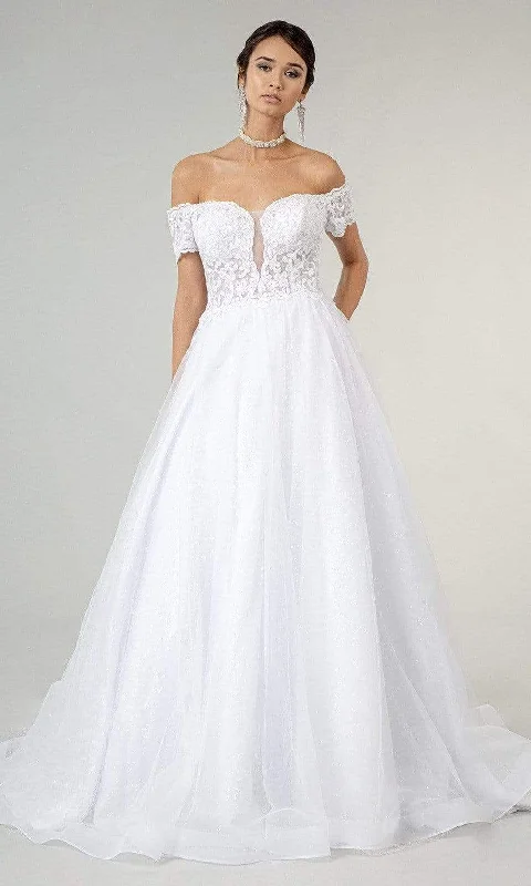 GLS by Gloria - GL1936 Off Shoulder A-Line Bridal Dress