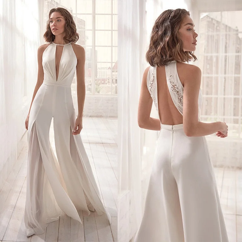 Wedding Pant Suits For Brides Wedding Jumpsuits Women Elegant Formal Dress