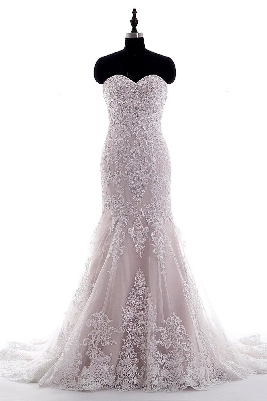 Trumpet-Mermaid Court Train Tulle Lace Wedding Dress LD3906