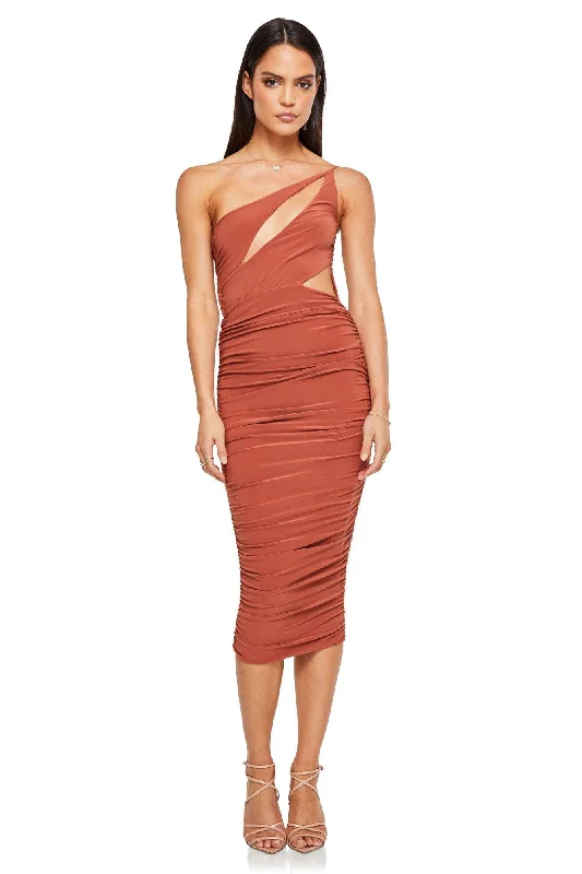 Nookie Envy Midi Dress - Rust