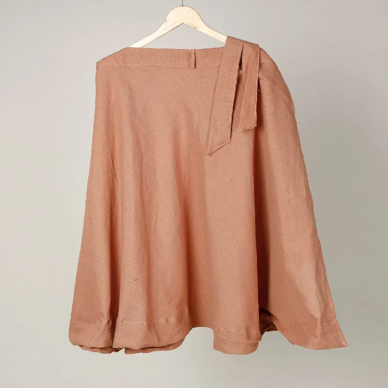 Brown - Plain Handloom Jhiri Cotton Wrap Around Skirt