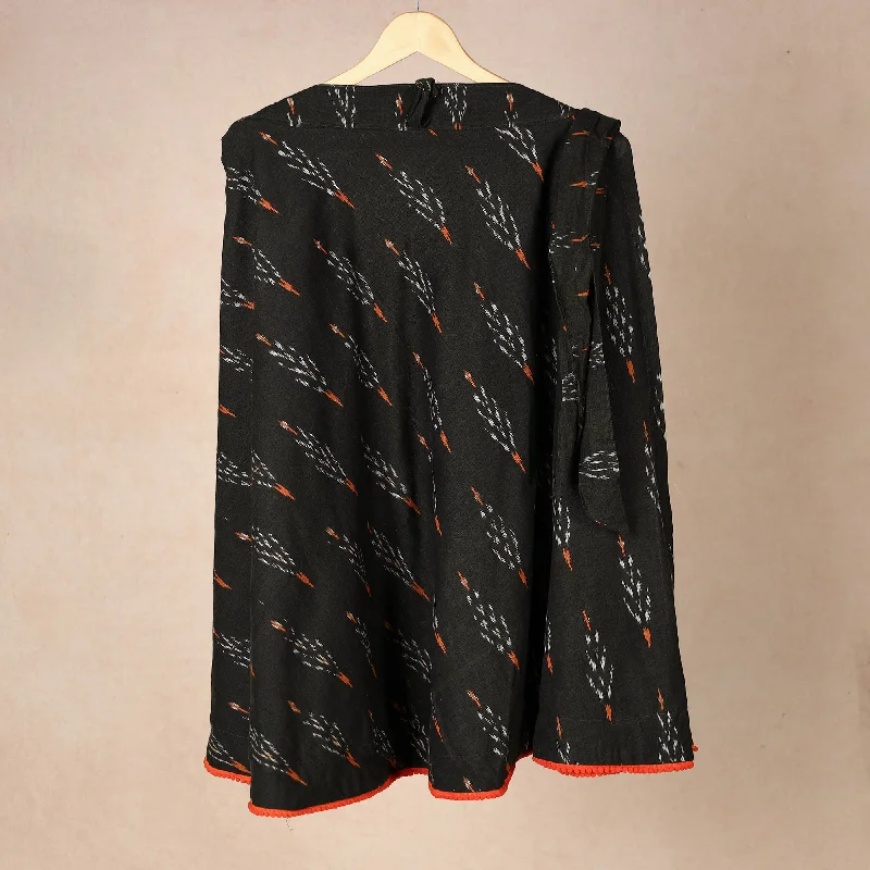 Black - Pochampally Ikat Cotton Wrap Around Skirt