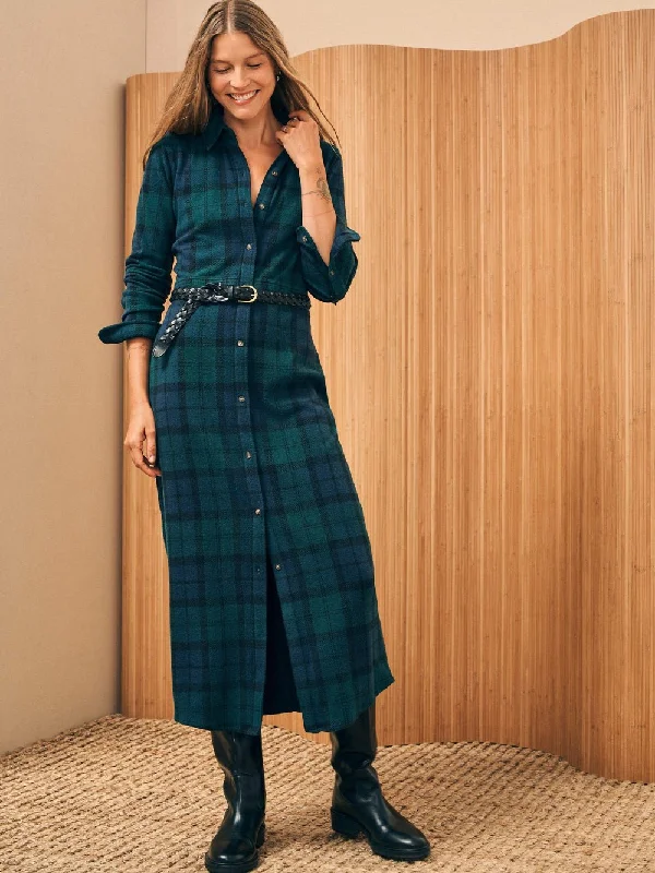 Faherty Legend Sweater Maxi Dress / Blackwatch Plaid