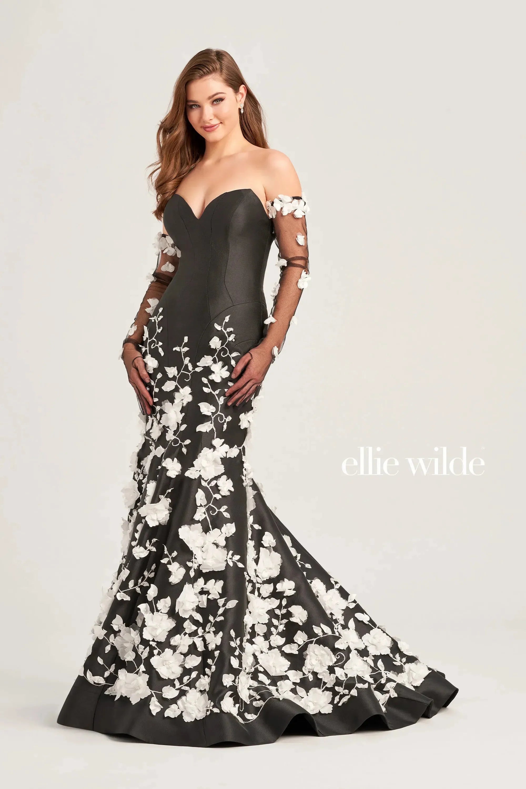 Ellie Wilde EW35036 -Embellished Strapless Mermaid Prom Gown