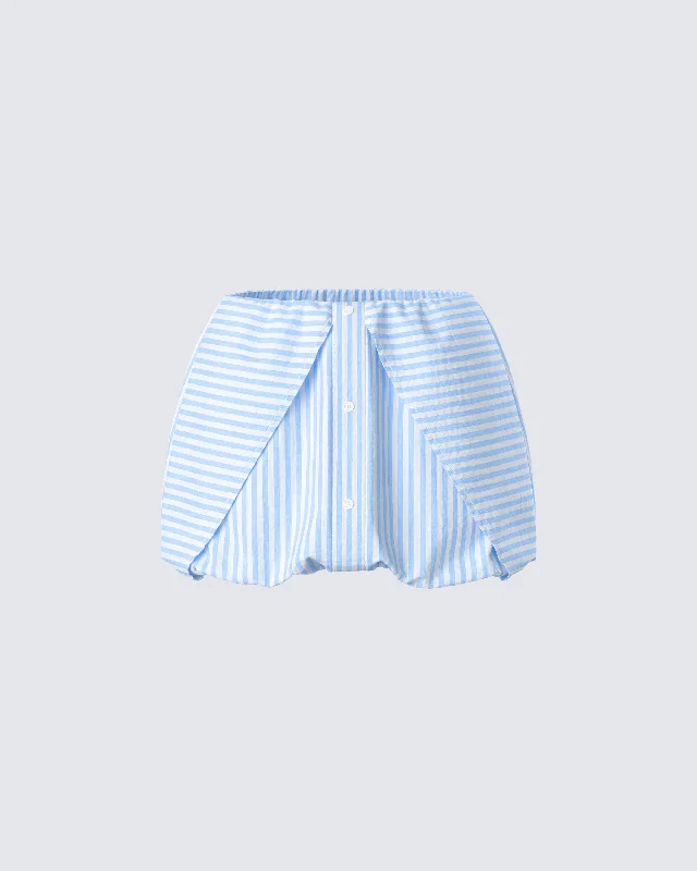 Isha Blue Striped Micro Mini Bubble Skirt