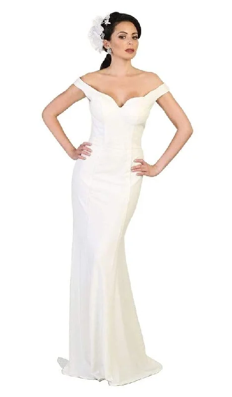 May Queen Sweetheart Notch Off Shoulder Sheath Gown MQ1489 - 1 pc Ivory in Size 16