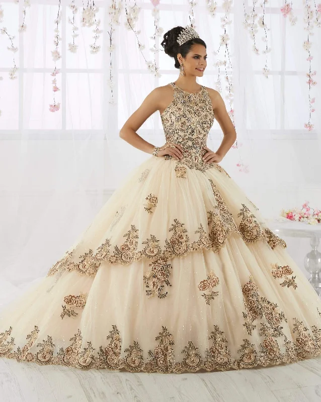 Quinceanera Collection - 26912 Beaded Lace Embellished  Tulle Ballgown