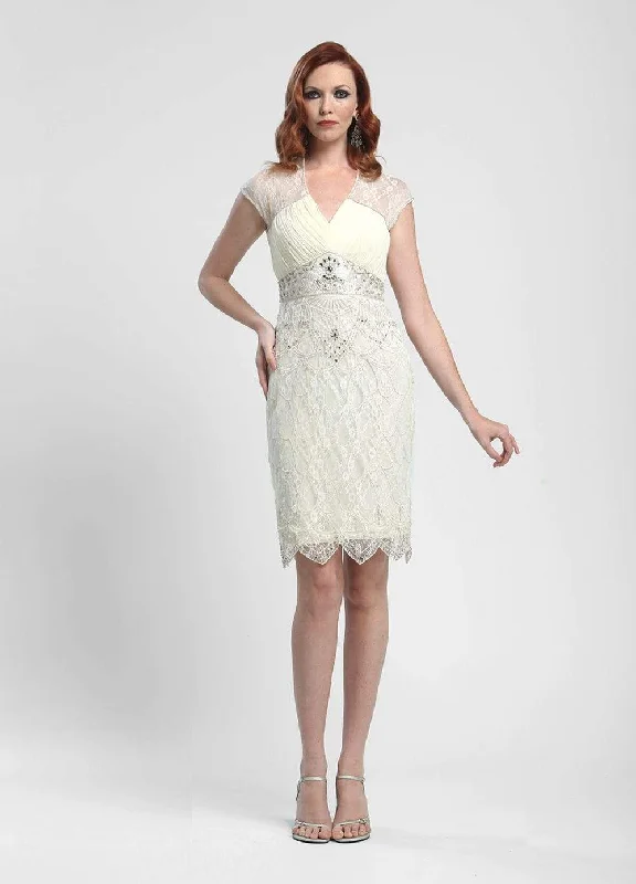 Sue Wong Pleated Chiffon Bodice Dress Cocktail Dress - 1 pc Ivory in Size 4 Available