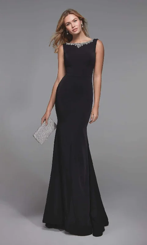 Alyce Paris - 27538 Embellished Bateau Neck Trumpet Dress With Train