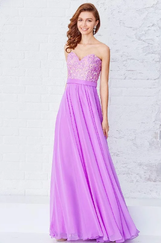 Angela & Alison - Embroidered Sweetheart A-line Dress 71112 - 1 pc Lilac in Size 8 Available