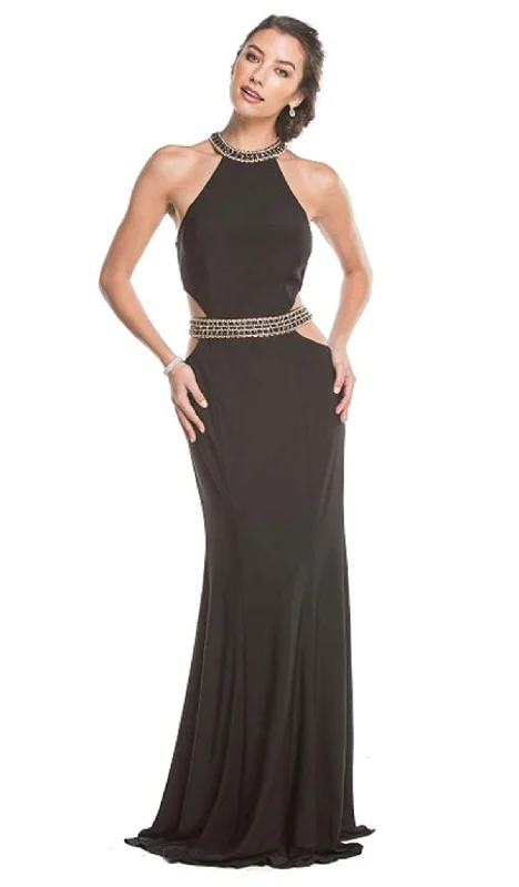 Aspeed Design - Bedazzled Halter Neck Prom Dress