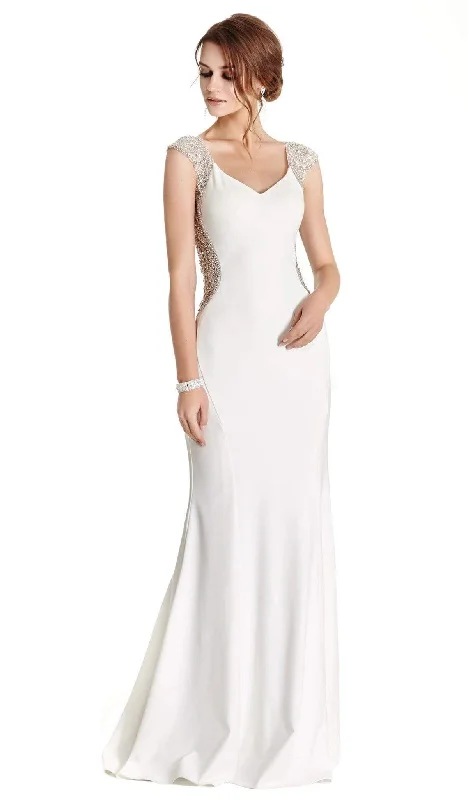 Aspeed Design - Embellished Cap Sleeve Prom Dress