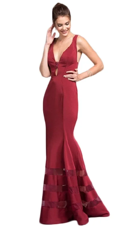 Aspeed Design - Embellished Deep V-neck Trumpet Dress