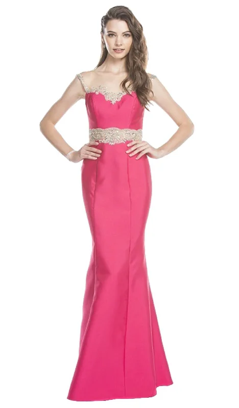 Aspeed Design - Embroidered Illusion Bateau Trumpet Prom Dress