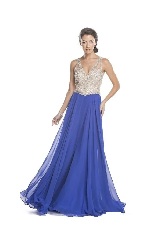 Aspeed Design L1640 Jeweled Plunging V-neck Prom Dress - 1 pc Fuchsia In Size M Available