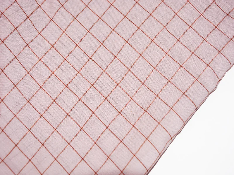 Baby Pink Check Cotton Rayon Fabric