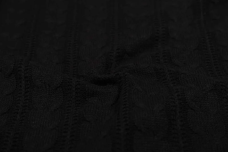 Black Acro Wool Knitted Fabric