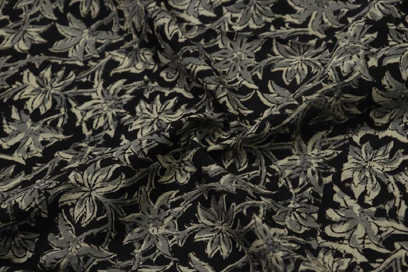 Black & Gray Cotton Kalamkari  Cambric Fabric