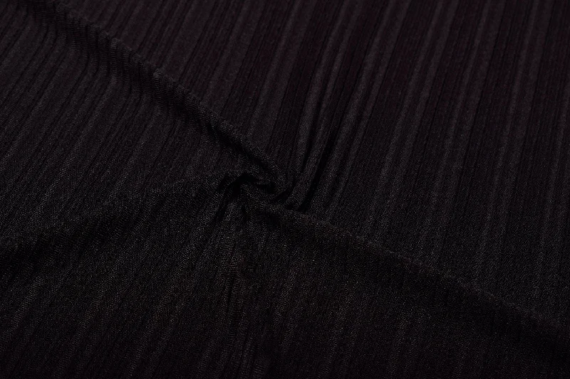 Black Plain Pleated Knit Fabric