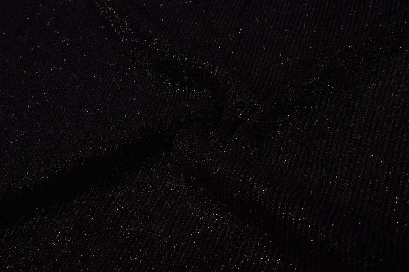 Black Pleated Glitter Knit Fabric