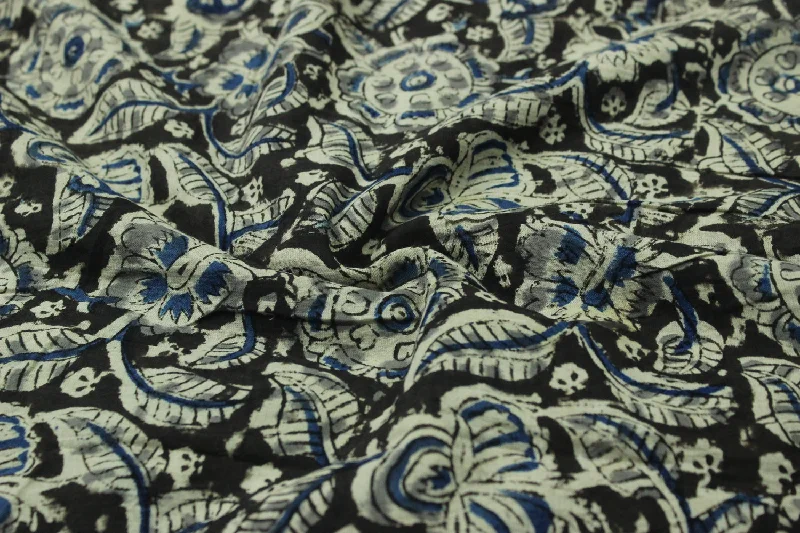 Black & White Kalamkari  Cotton Cambric Fabric