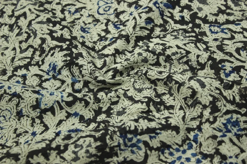 Black & White Kalamkari  Cotton Cambric Fabric