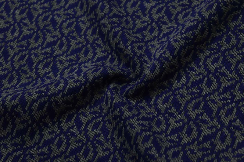 Blue & Grey Acro Wool Knit Fabric