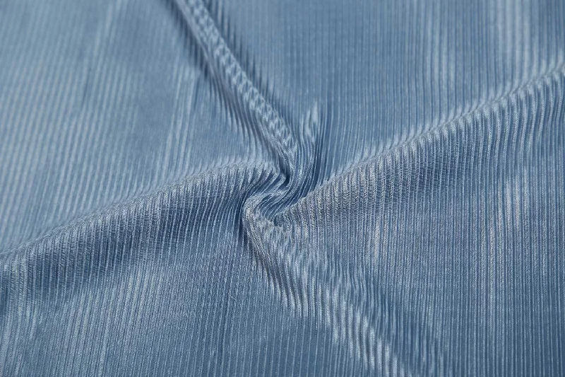 Daisy Blue Plain Pleated Knit Fabric