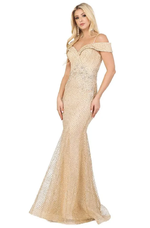 Dancing Queen - 4043 Embroidered Off-Shoulder Trumpet Dress