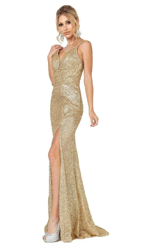 Dancing Queen - 4169 Sleeveless Deep V Neck Trumpet Dress