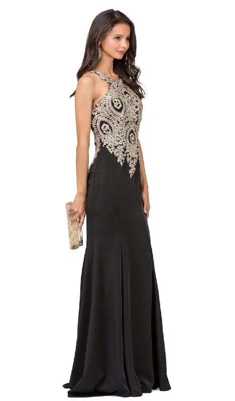 Dancing Queen - Embellished Halter Fitted Prom Dress 2349