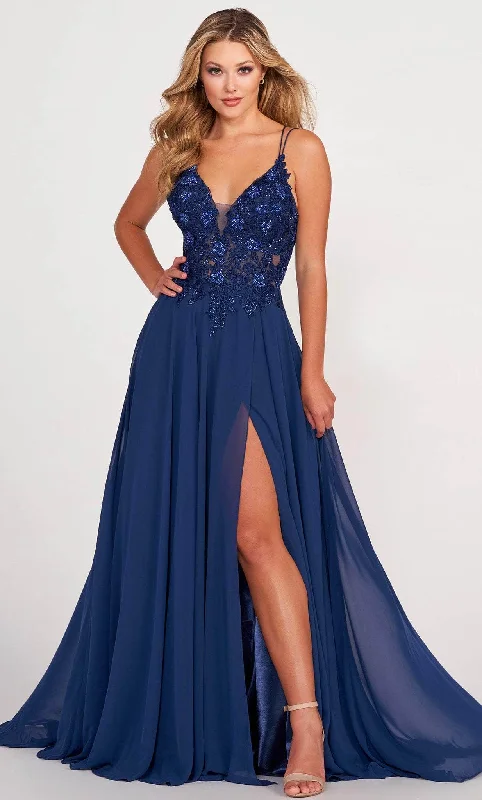 Ellie Wilde EW34078 - Sleeveless High A Slit A-Line Prom Dress