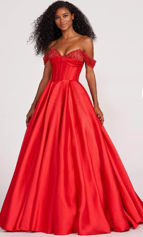 Ellie Wilde EW34118 - Off Shoulder Corseted A-line Dress